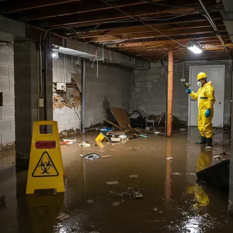 Flooded Basement Electrical Hazard in Pekin, IL Property